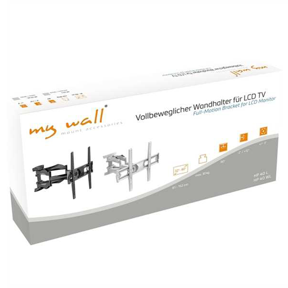 Vollbeweglicher Wandhalter für LCD TV 32-60 Zoll (81-152cm) bis 30Kg Schwarz