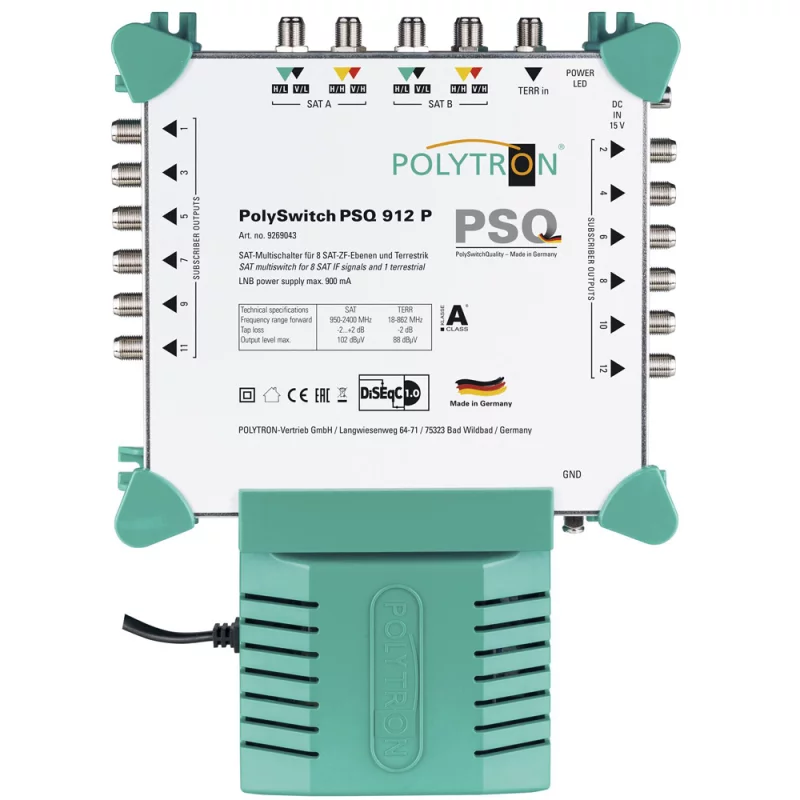 Polytron PSQ 912 P 2 SAT bis 12 Teilnehmer mit Netzteil - Made in Germany