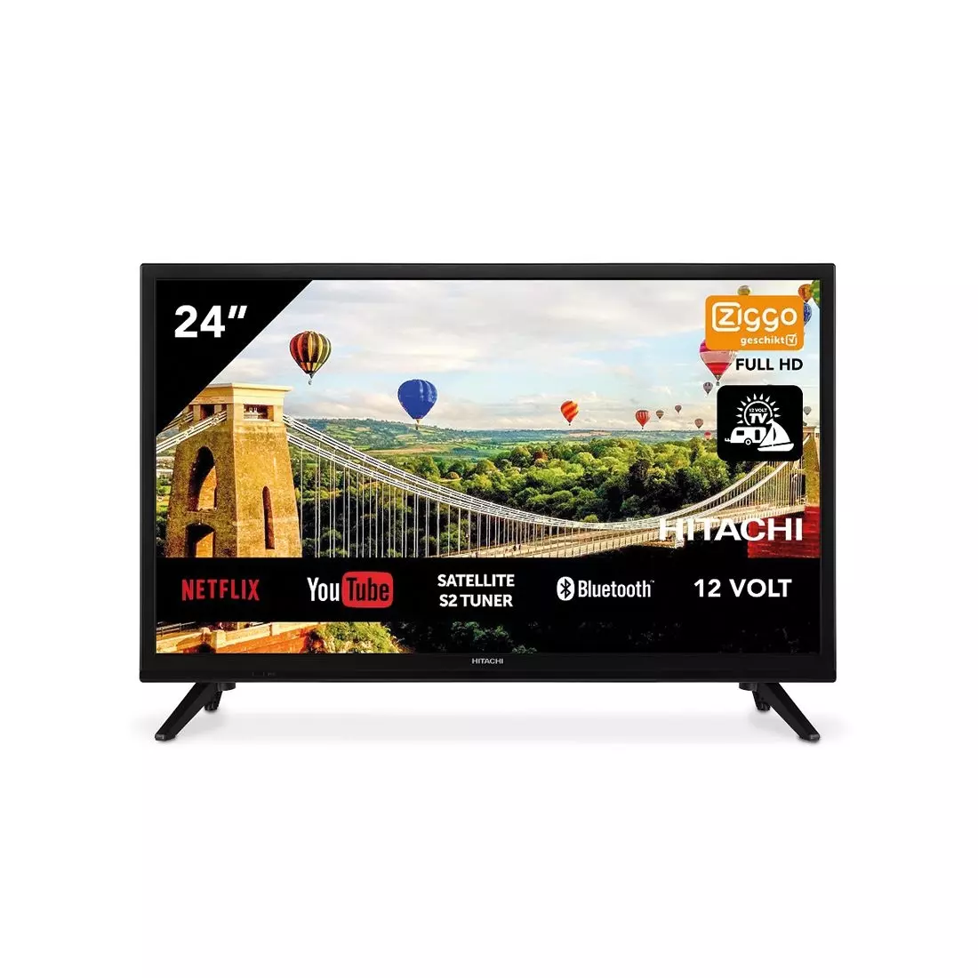 Hitachi 24HE2202 24 Zoll 61cm Smart AndroidTV Wifi Bluetooth HD LED DVB-S2/C/T2 - 12V und 230V