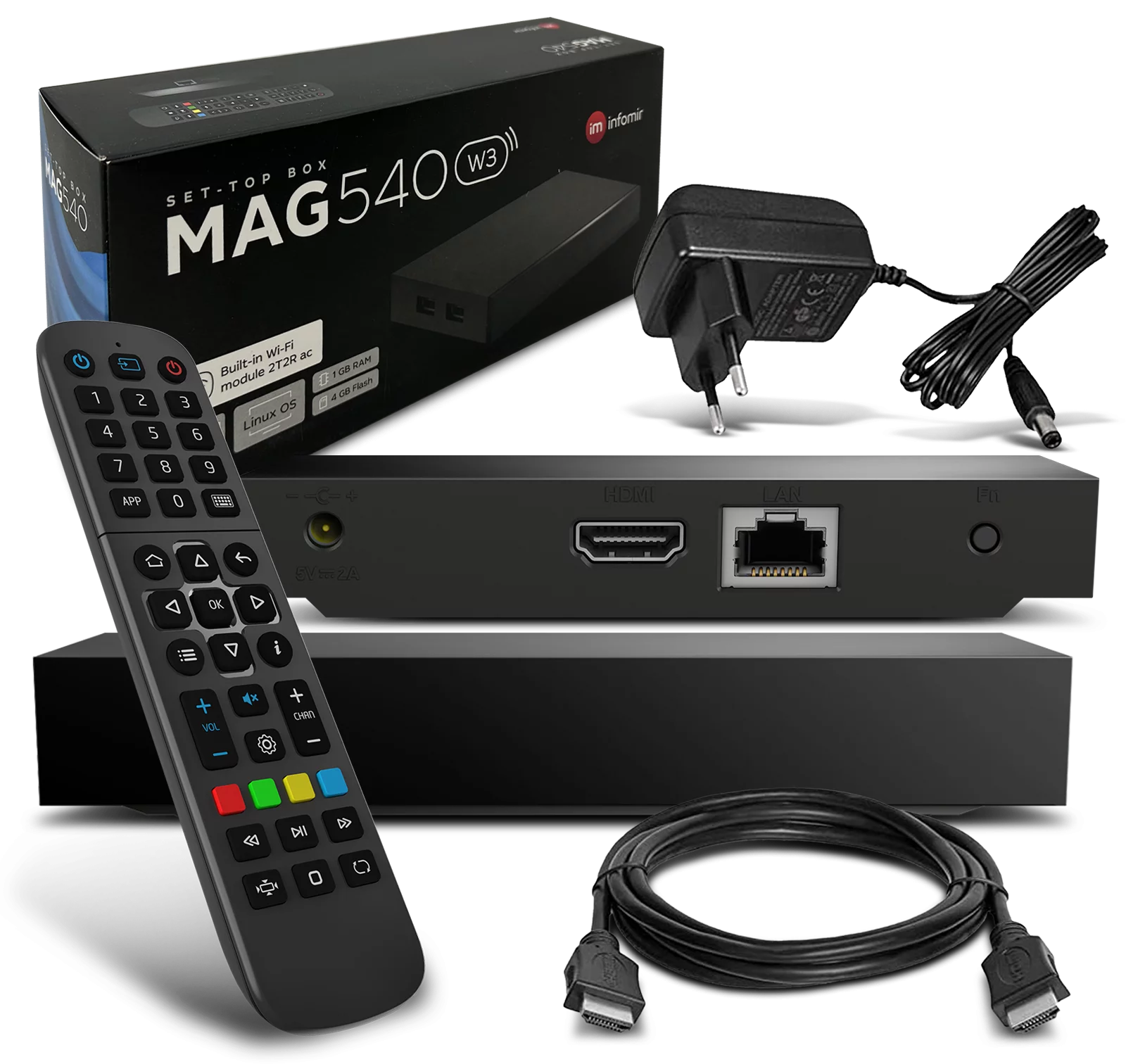 MAG 540w3 UHD 4K Linux IP-Receiver (WiFi, LAN, HDMI, USB, Dolby Digital+, IP-Mediaplayer, Schwarz)