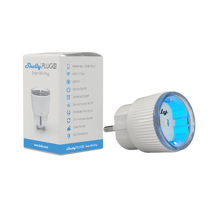 Home Shelly Plug & Play "Plug S" Wi-Fi Smart-Steckdose 1x 12A Messfunktion