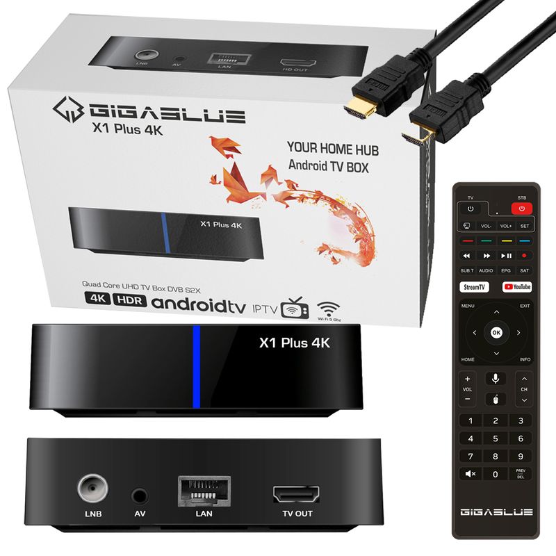 GigaBlue UHD X1 Plus 4K Android IPTV/OTT Media Streamer 1x DVB-S2x Tuner