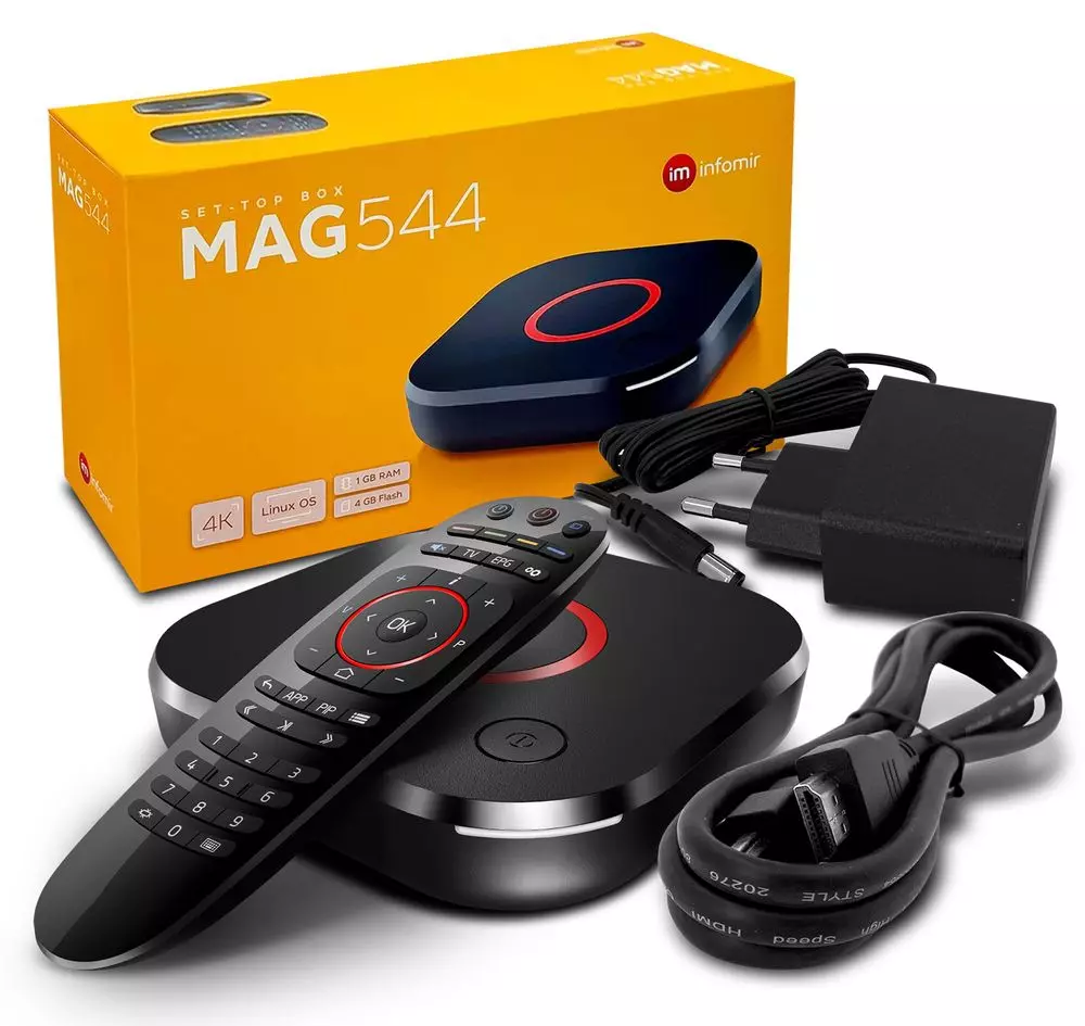 MAG 544 IPTV Set Top Box mit 4K und HEVC H 265 Unterstützung Linux