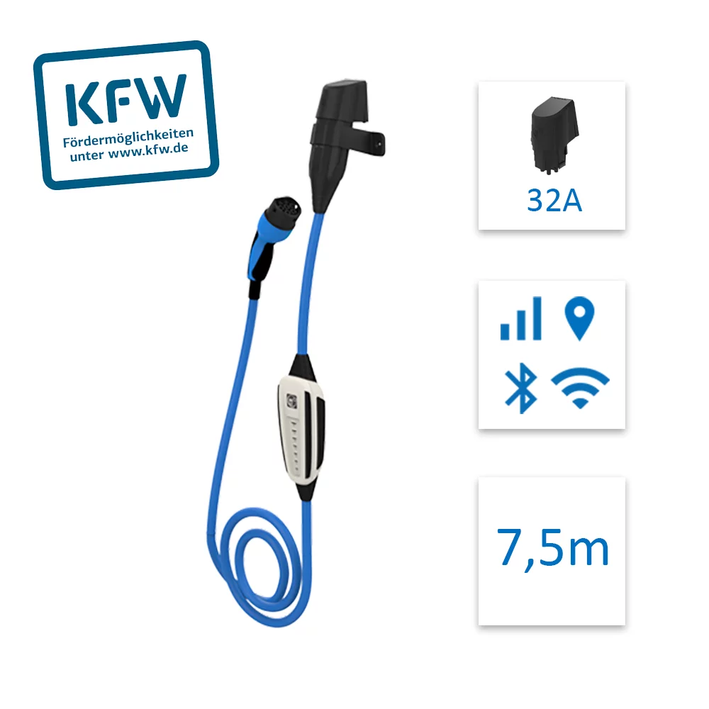 NRGkick KfW Max 7,5m, 22kW, WLAN, Bluetooth, GSM/GPS/SIM, Wandsteckdose 32A, 12801015 (förderfähig)