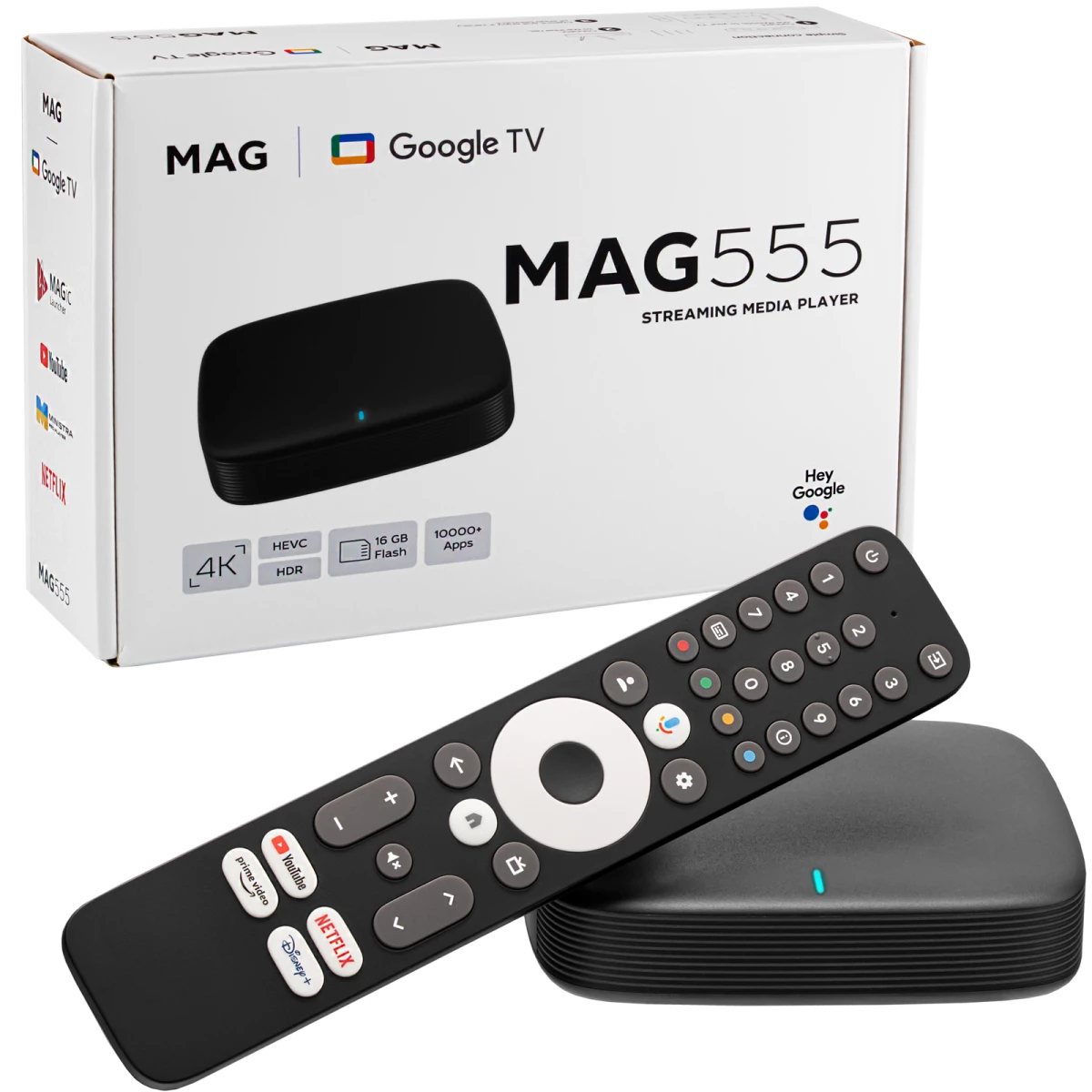 MAG 555 IPTV Set Top Box 2GB RAM Android 4K UHD HEVC H.265 Bluetooth 5.0 WLAN 