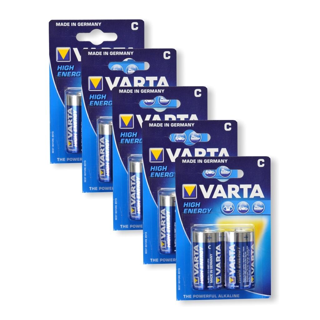 5x Blister Varta High Energy Batterien 1,5V Baby / LR14 / C / Varta Type 4914