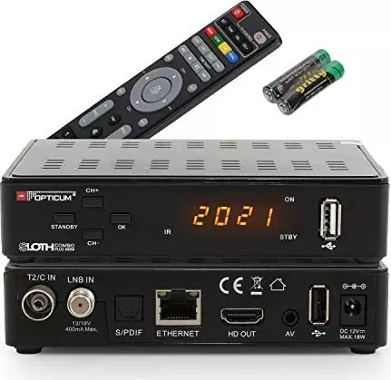 RED OPTICUM Sloth Combo Plus Mini I DVB-C DVB-T2 & DVB-S2 Receiver mit Aufnahmefunktion PVR