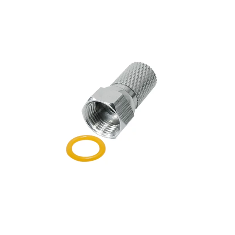 F-Stecker HQ 7 mm mit Gummidichtring vernickelt BIG für SAT Kabel Stecker mit Breite Mutter