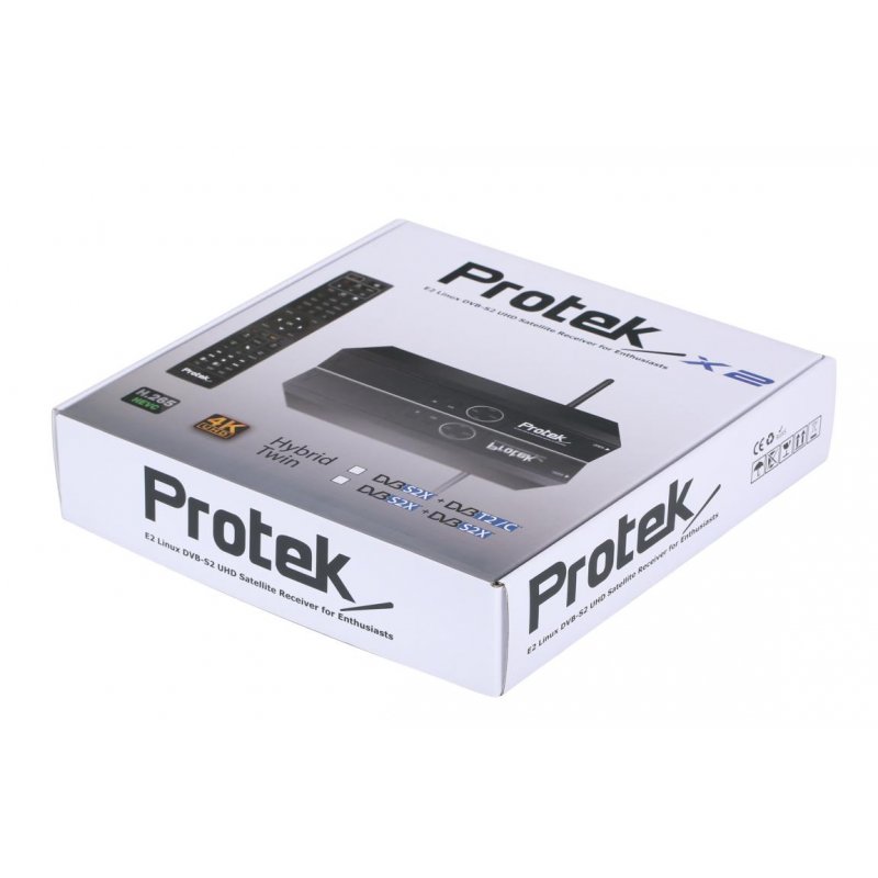 Protek X2 Combo 4K UHD 2160p H.265 HEVC E2 Linux 2.4 GHz WiFi 1x DVB-S2 1x DVB-C/T2 Receiver Schwarz