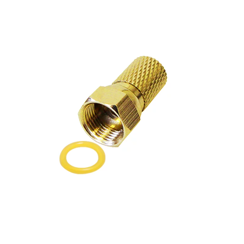 F-Stecker 7mm Breite Mutter Vergoldet mit Gummidichtung