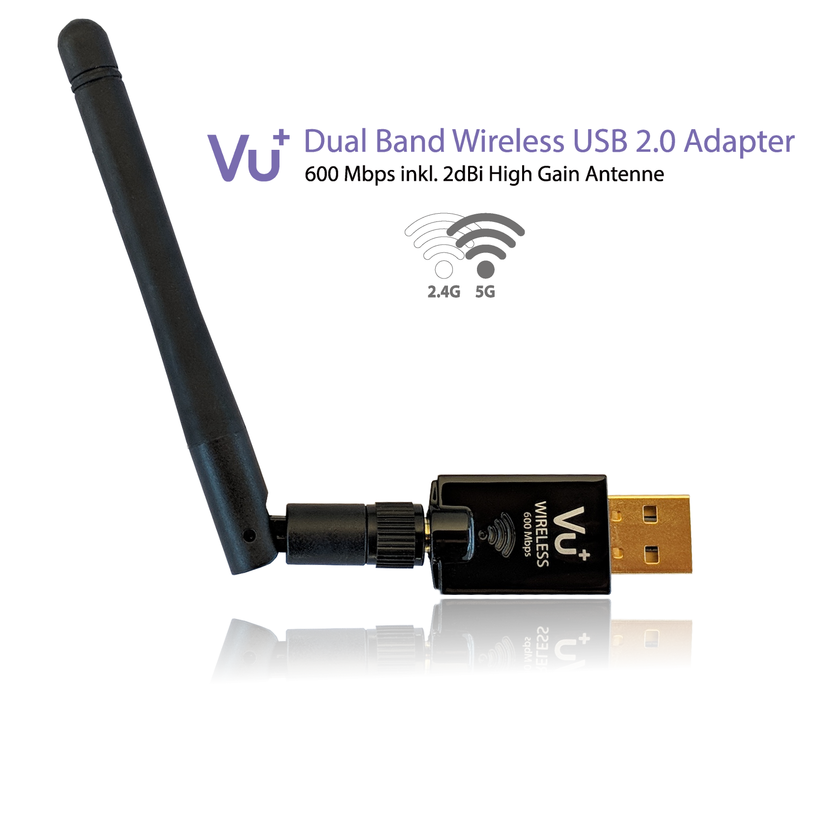 VU+ Dual Band Wireless USB 2.0 Adapter 600 Mbps inkl. Antenne