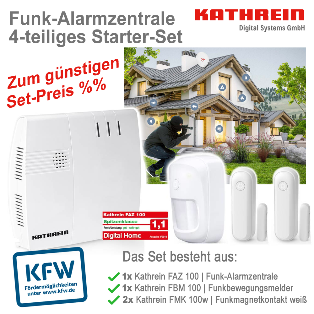 Kathrein FAZ 100 Funk-Alarmzentrale 4-teiliges Starter-Set (KfW-förderfähig)