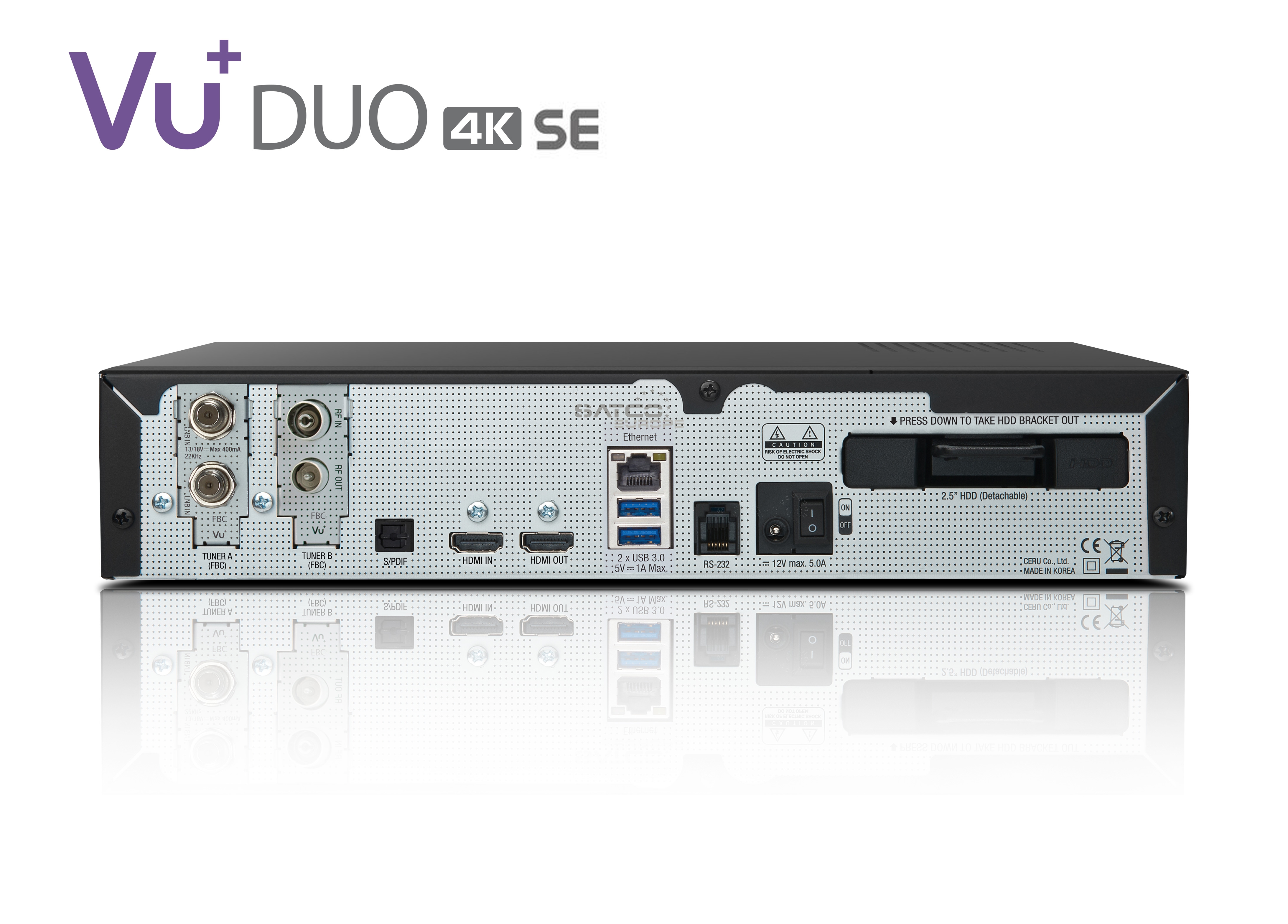 VU+ Duo 4K SE BT 1x DVB-S2X FBC Twin / 1x DVB-C FBC Tuner 500 GB HDD Linux Receiver UHD 2160p