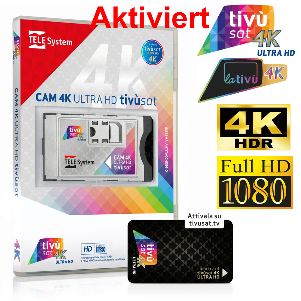 TiVusat Telesystem SmarCam 4K ULTRA HD CI+ inkl. Schwarz Smartkarte Aktiv