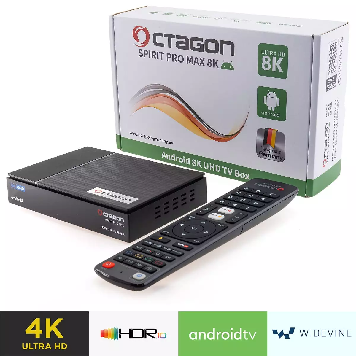 Octagon SPIRIT PRO MAX 8K UHD Android 11 IP-Receiver (HDR10+, Widevine L1, Dual-WiFi, LAN, BT)