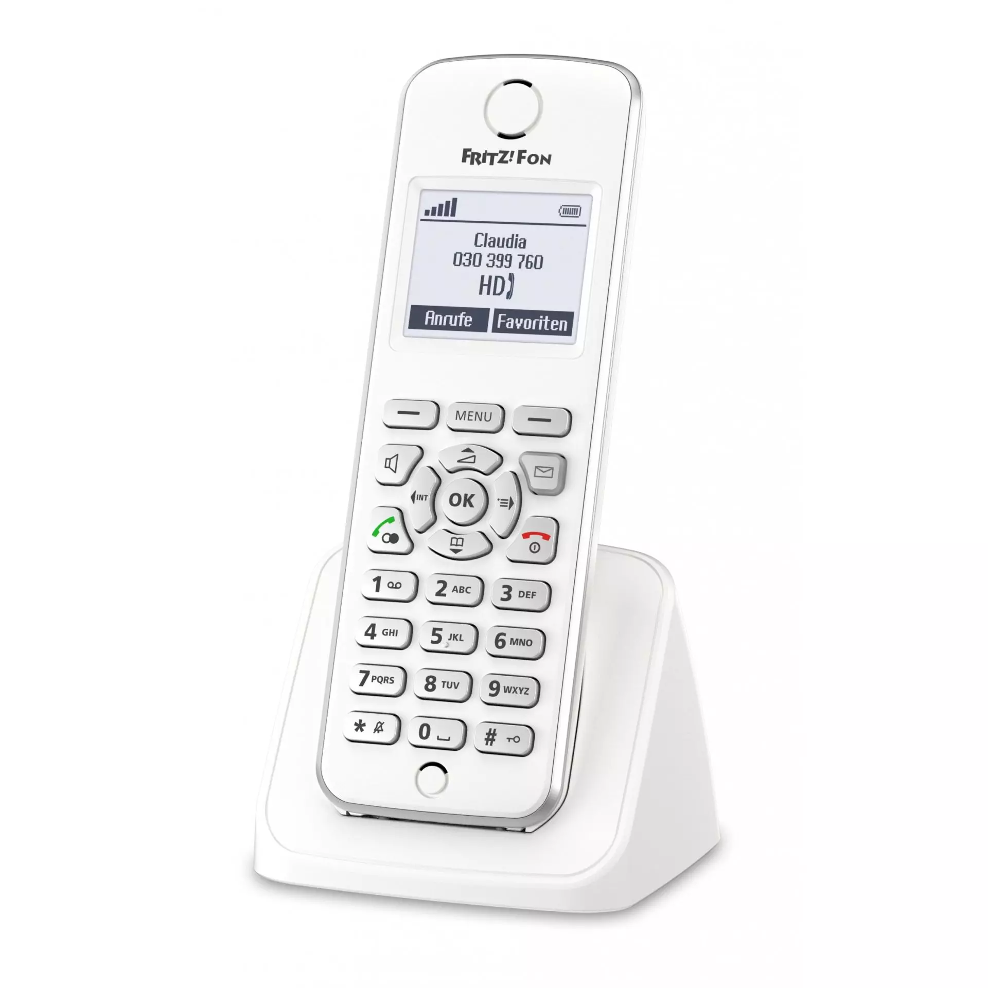 AVM FRITZ!Fon M2 Schnurloses Telefon VoIP Babyphone, Freisprechen Beleuchtetes Display Weiß