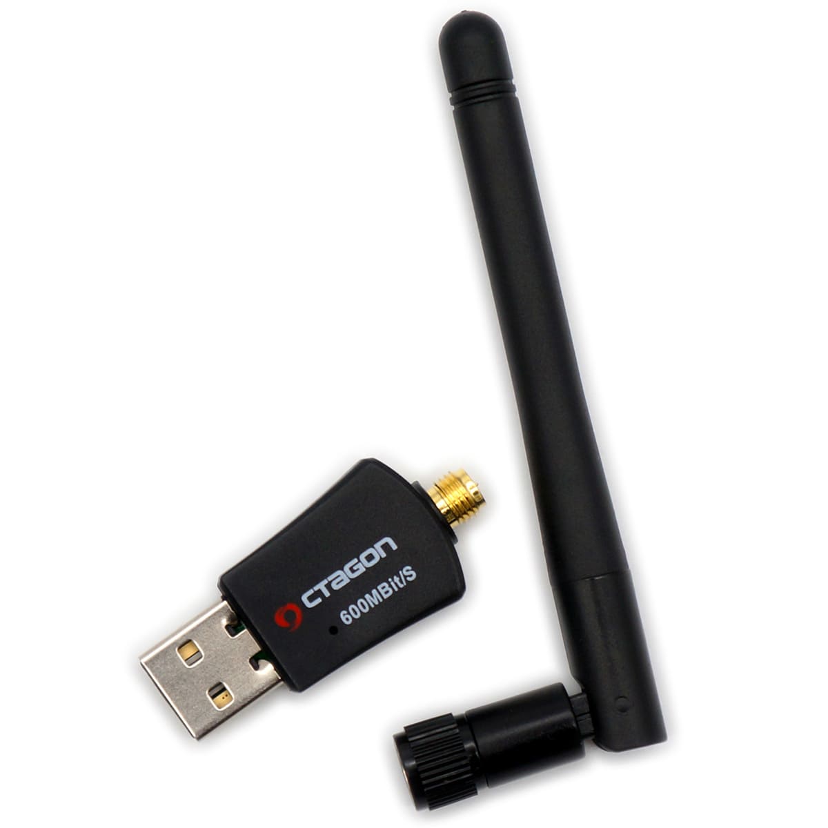 Octagon WL618 Optima WLAN Adapter mit Antenne (600 MBit/s, 2.4 & 5 GHz Dual-Band, USB 2.0, schwarz)