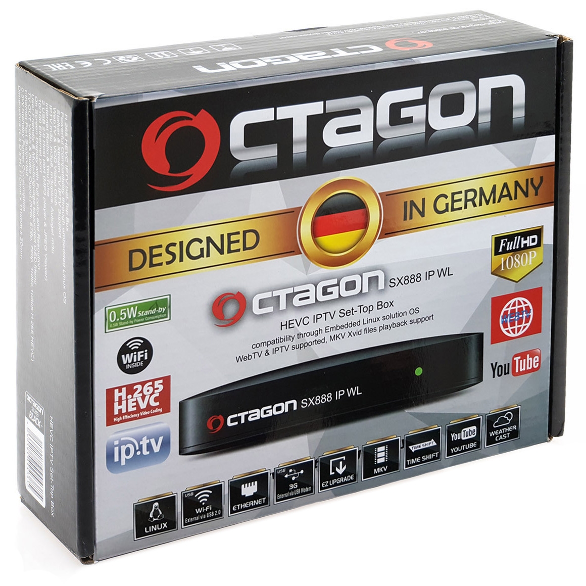 Octagon SX888 WL Wifi IP HEVC Full HD LAN USB H.265 IPTV m3u VOD Stalker Xtream Multimedia Box