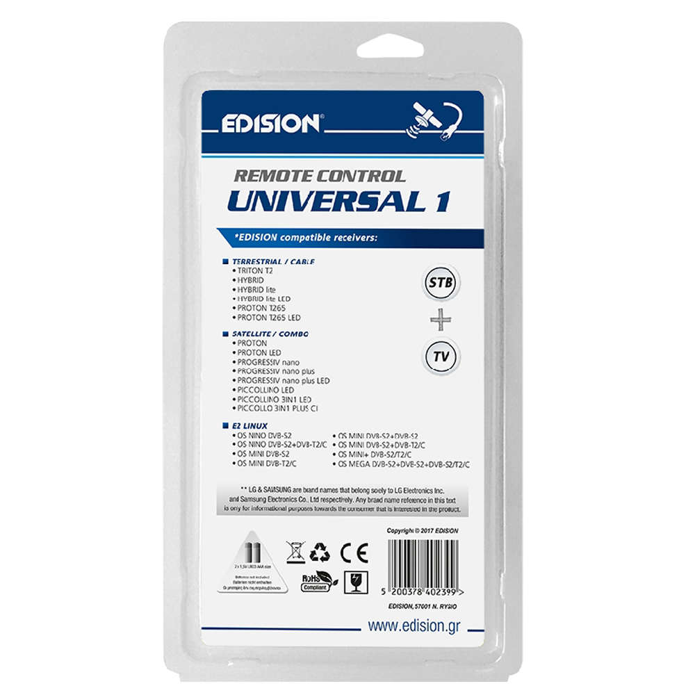 Edision Fernbedienung Universal 1 für viele Edision Receiver