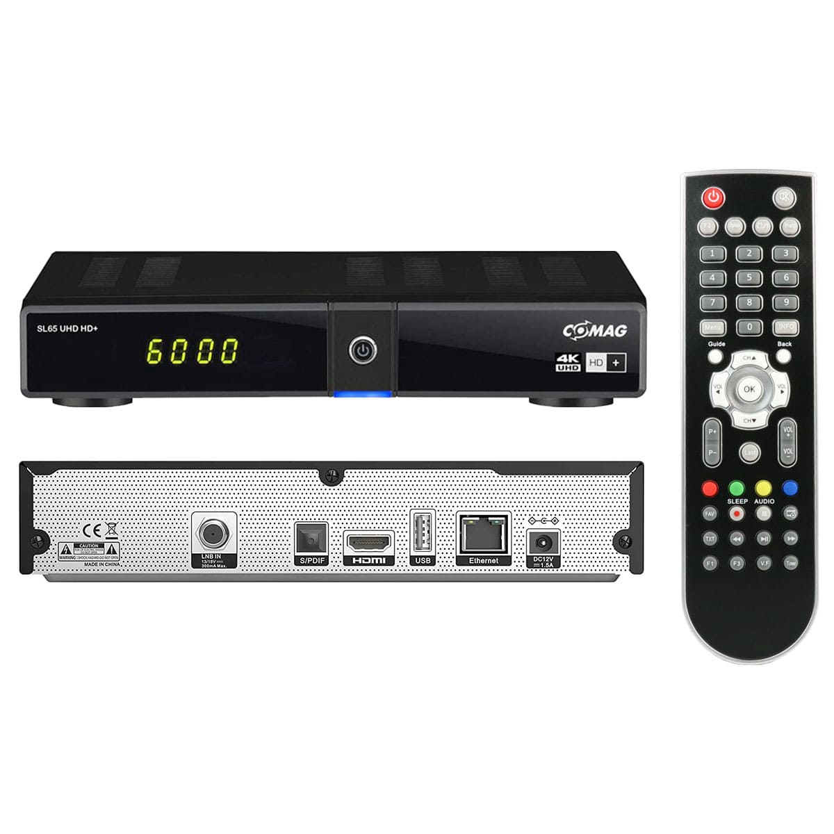 Comag SL65 UHD HD+ Sat Receiver inkl. 6 Monate HD Plus (4K UHD, DVB-S2, HDMI, USB 3.0, Schwarz)