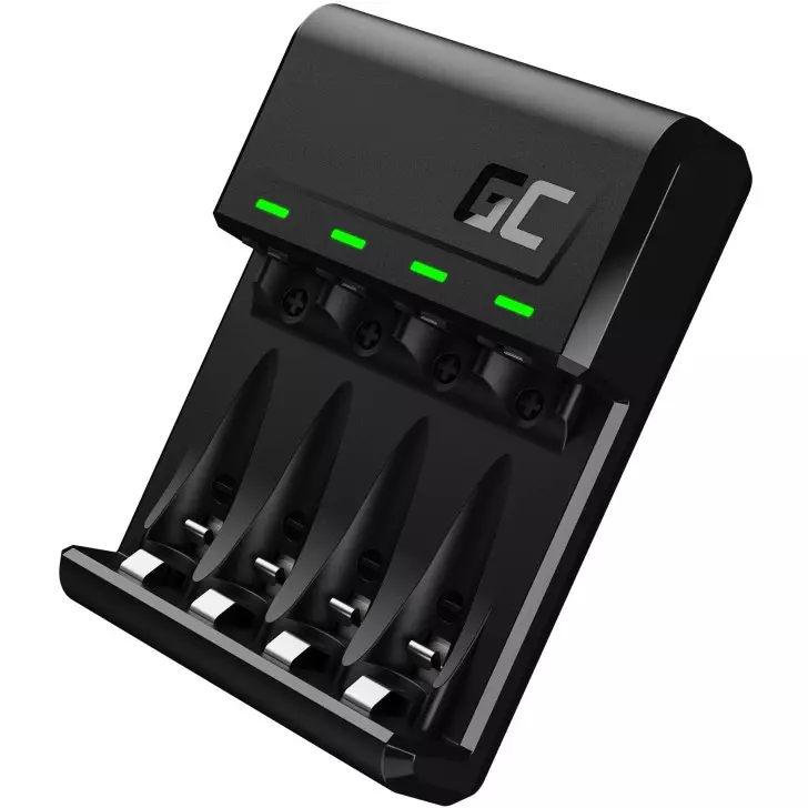 Akku Ladegerät Green Cell VitalCharger Ni-MH AA/AAA microUSB USB-C Port Black 