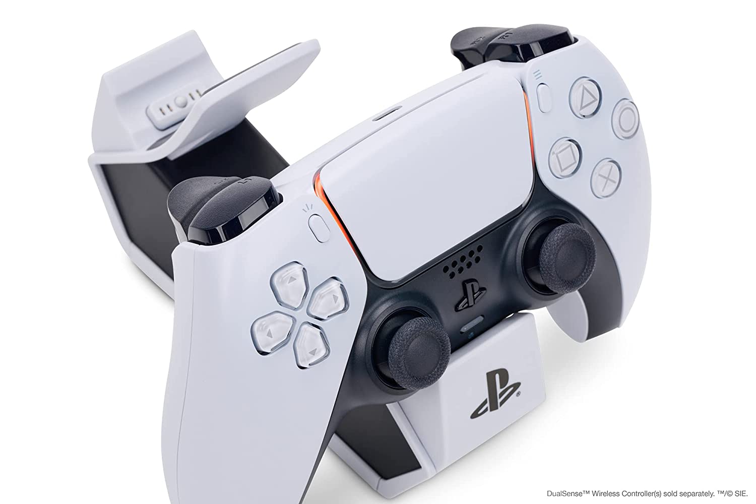 PowerA Doppelladestation für 2 x DualSense Wireless Controller, Doppelladegerät für Sony PlayStation 5 Controller (Grau/Schwarz)
