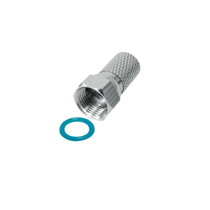 F-Stecker HQ 7.4 mm mit Gummidichtung vernickelt BIG für SAT Kabel Stecker mit Breite Mutter