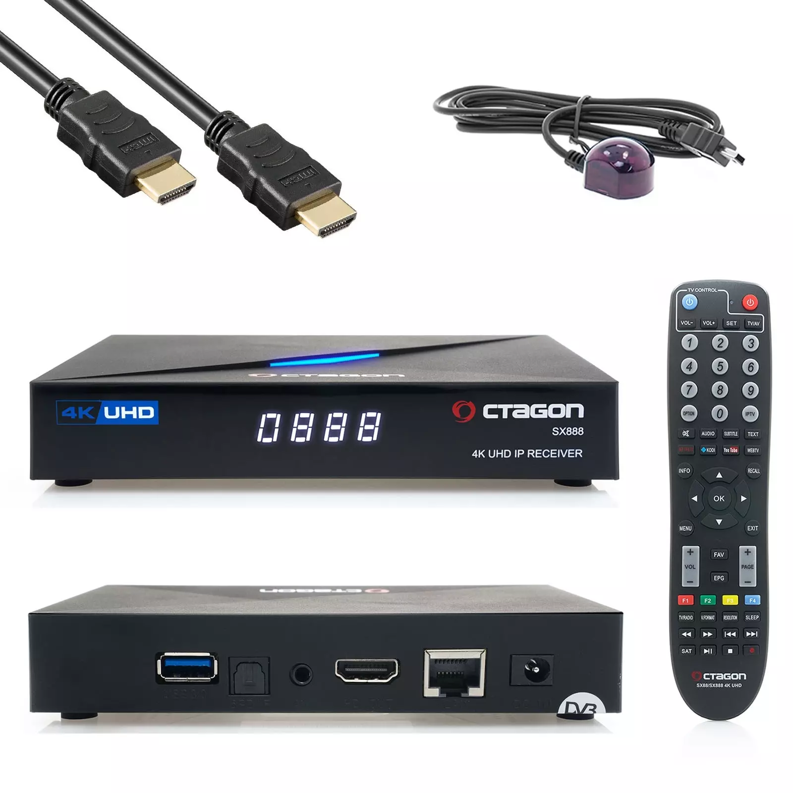 Octagon SX888 V2 WL 4K UHD Linux E2 & Define OS IP-Mediaplayer (HDMI, USB 2.0, H.265, Schwarz)