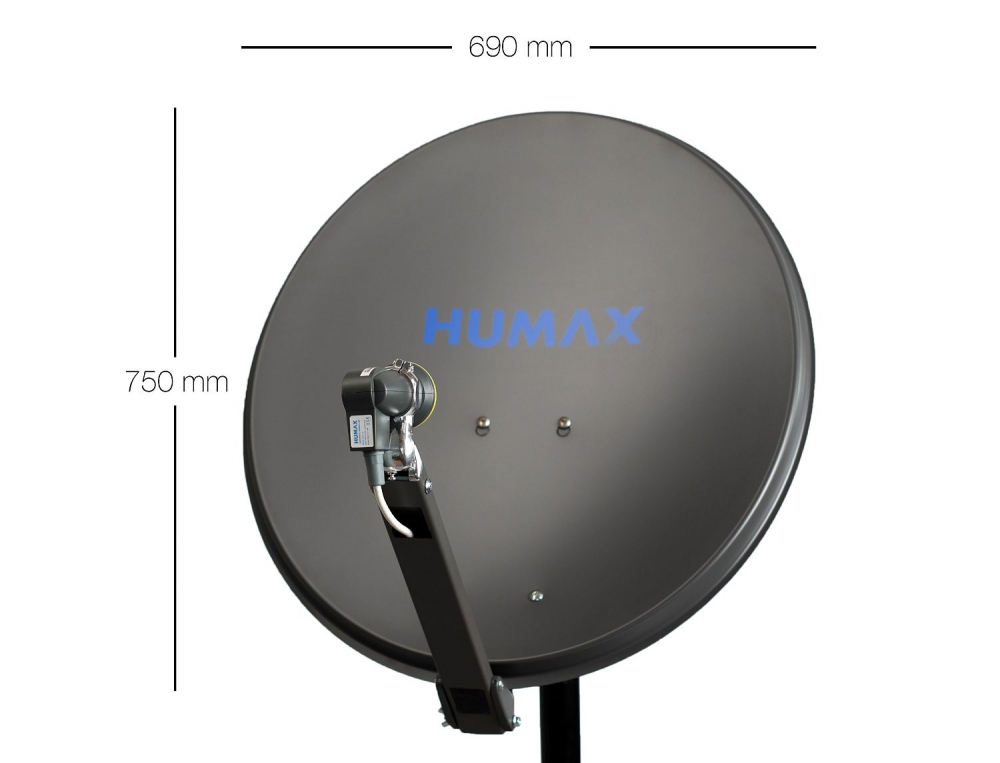 Humax Professional Sat-Schüssel 75 anthrazit | Alu Sat-Antenne/Sat-Spiegel 75cm