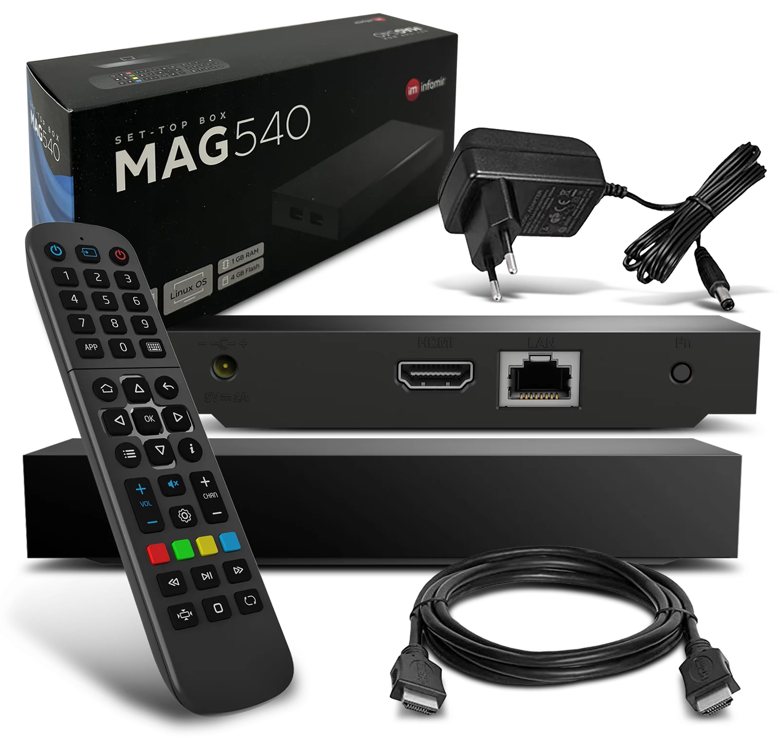 MAG 540 UHD 4K Linux IP-Receiver (LAN, HDMI, USB, Dolby Digital+, IP-Mediaplayer, Schwarz)